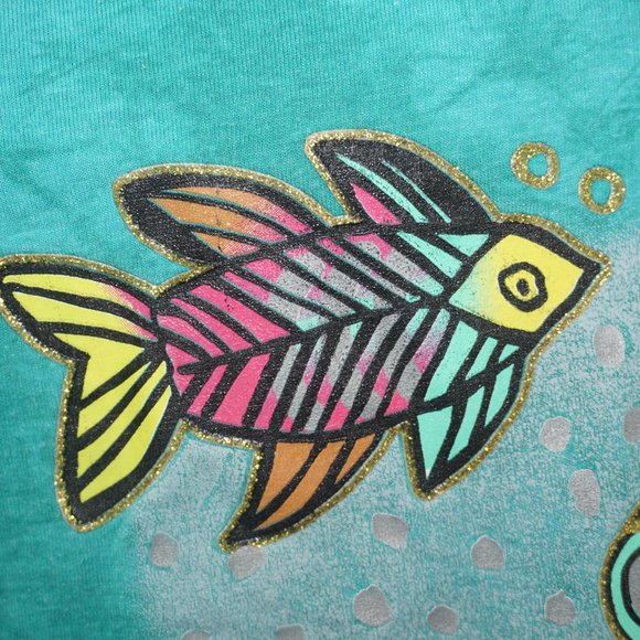 Vintage 80s Acid Wash Fish Oversized Shirt - Picture 3 of 8